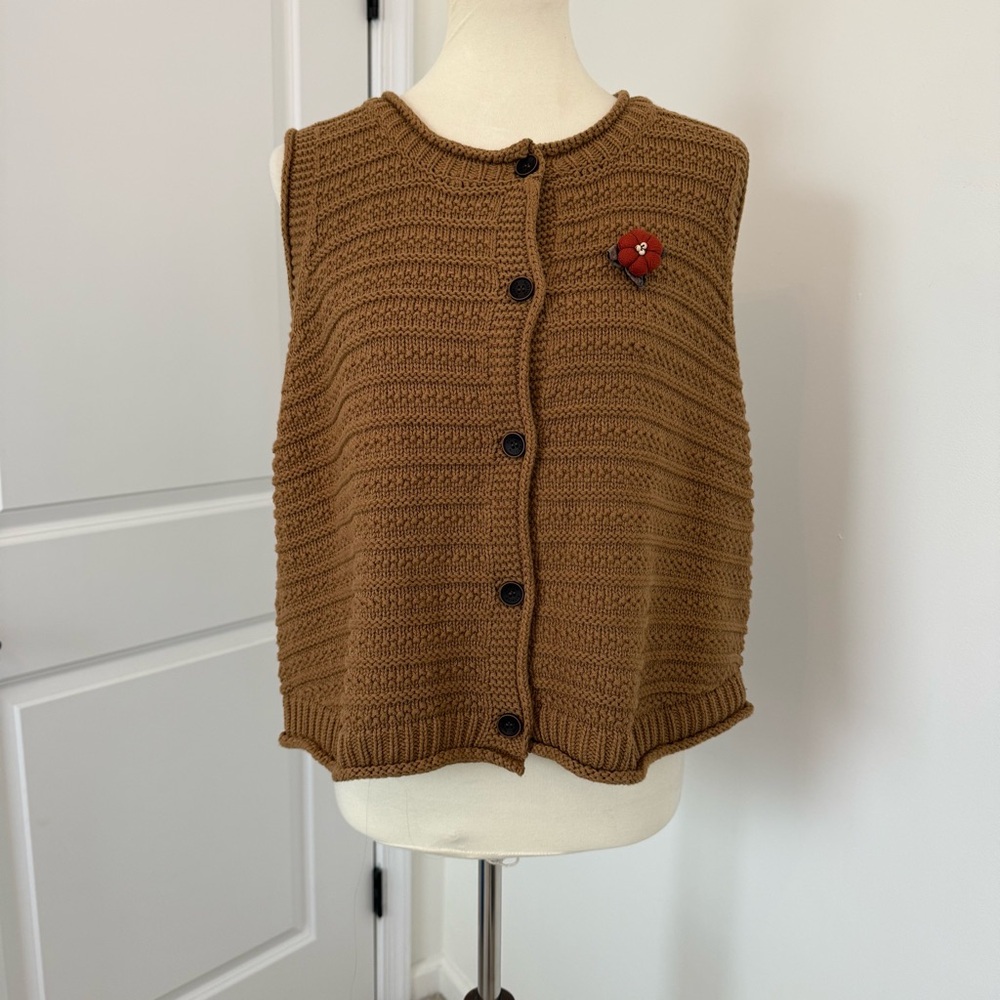 Cozy Brown Knit‎ Women's Cardigan Vest